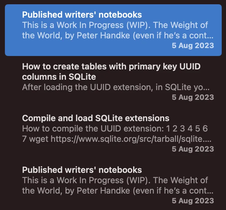 A double RSS item (Published writers' notebooks) in my feed after changing the guid value